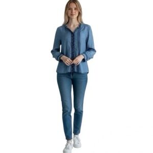 Sundance Chambray blouse with ruffle trim